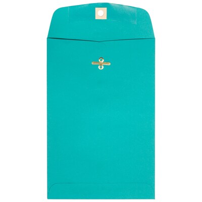 JAM Paper® 6 x 9 Open End Catalog Colored Envelopes with Clasp Closure, Sea Blue Recycled, 10/Pack (
