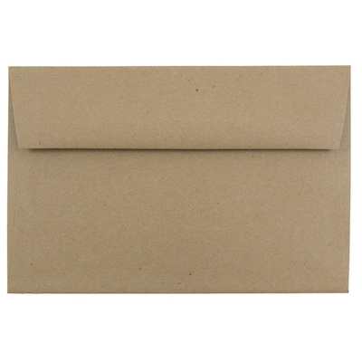 JAM Paper A9 Invitation Envelopes, 5.75 x 8.75, Brown Kraft Paper Bag, 50/Pack (LEKR875I)
