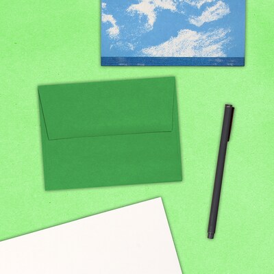 JAM Paper A2 Colored Invitation Envelopes, 4.375 x 5.75, Green Recycled, Bulk 1000/Carton (15843B)
