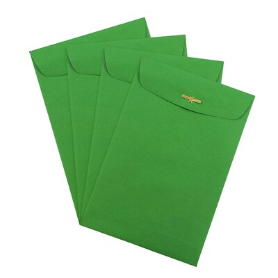 JAM Paper® 6 x 9 Open End Catalog Colored Envelopes with Clasp Closure, Green Recycled, 100/Pack (87923)
