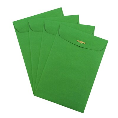 JAM Paper 6" x 9" Open End Catalog Colored Envelopes with Clasp Closure, Green Recycled, 10/Pack (87923B)