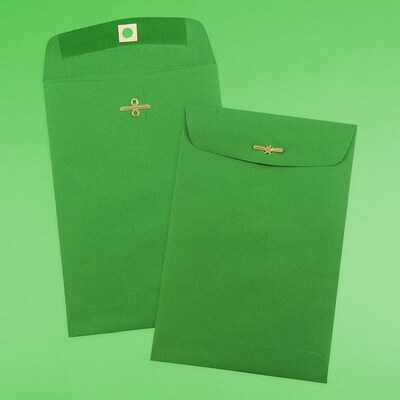 JAM Paper 6" x 9" Open End Catalog Colored Envelopes with Clasp Closure, Green Recycled, 10/Pack (87923B)