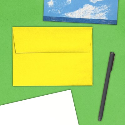 JAM Paper A6 Colored Invitation Envelopes, 4.75 x 6.5, Yellow Recycled, 50/Pack (94531I)