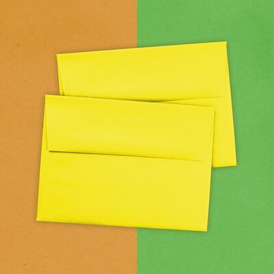 JAM Paper A6 Colored Invitation Envelopes, 4.75 x 6.5, Yellow Recycled, 50/Pack (94531I)