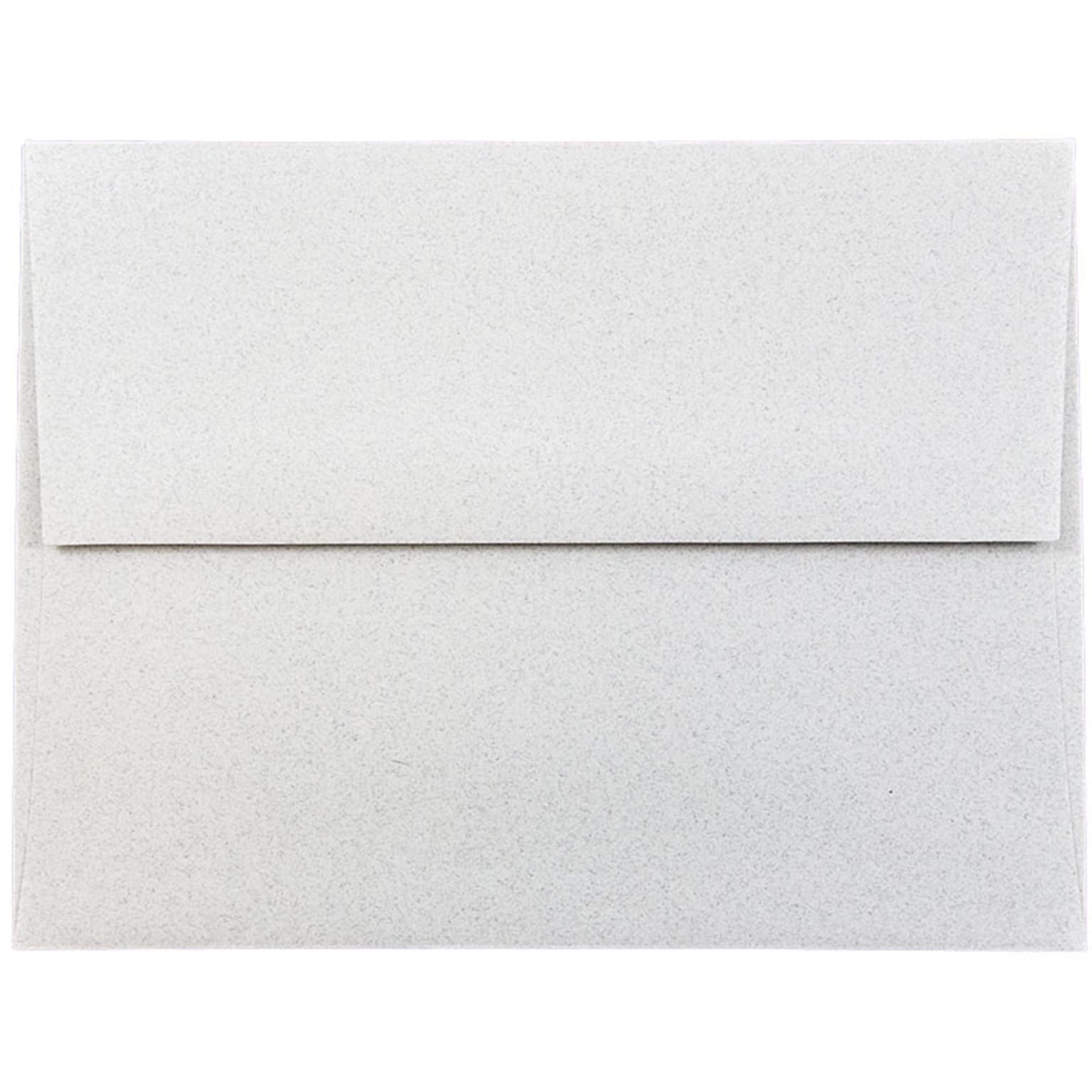 JAM Paper® A2 Passport Invitation Envelopes, 4.375 x 5.75, Granite Silver Recycled, Bulk 250/Box (CPST605H)