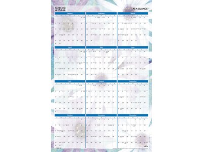 2022 AT-A-GLANCE 36 x 24 Yearly Calendar, Dreams, White/Blue/Purple (PM83-550-22)