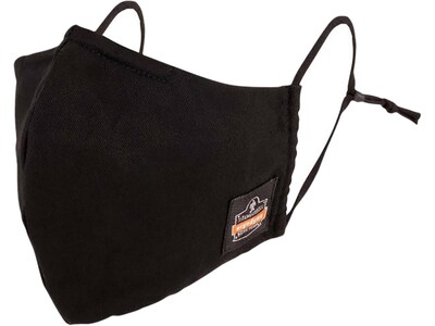 Ergodyne Skullerz Reusable Cloth Contoured Face Cover Mask, Small/Medium, Black, 3/Pack (48800)