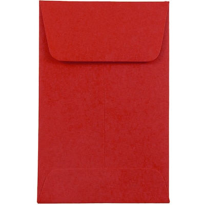 JAM Paper #1 Coin Business Colored Envelopes, 2.25 x 3.5, Red Recycled, 25/Pack (356730632)