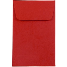 JAM Paper #1 Coin Business Colored Envelopes, 2.25 x 3.5, Red Recycled, 25/Pack (356730632)
