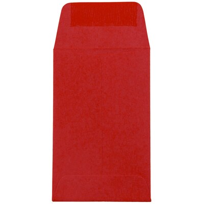 JAM Paper #1 Coin Business Colored Envelopes, 2.25 x 3.5, Red Recycled, 50/Pack (356730632I)