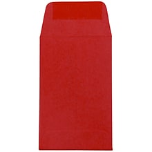 JAM Paper #1 Coin Business Colored Envelopes, 2.25 x 3.5, Red Recycled, 50/Pack (356730632I)