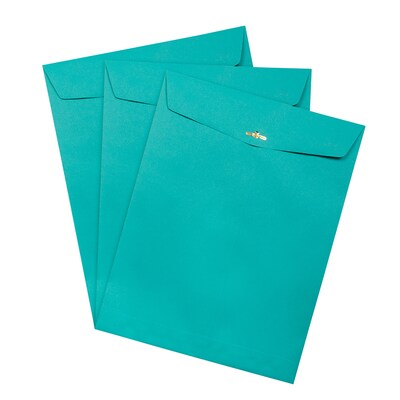 JAM Paper Open End Clasp Catalog Envelopes, 10" x 13", Sea Blue Recycled, 50/Pack (900766073i)