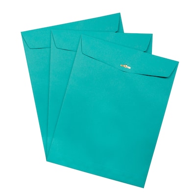 JAM Paper® 10 x 13 Open End Catalog Colored Envelopes with Clasp Closure, Sea Blue Recycled, 25/Pack (900766073a)