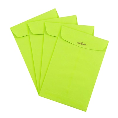 JAM Paper® 6 x 9 Open End Catalog Colored Envelopes with Clasp Closure, Ultra Lime Green, 25/Pack (V0128133F)