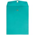 JAM Paper® 10 x 13 Open End Catalog Colored Envelopes with Clasp Closure, Sea Blue Recycled, 10/Pack