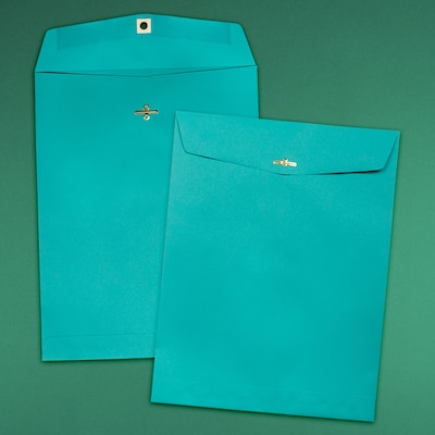 JAM Paper® 10 x 13 Open End Catalog Colored Envelopes with Clasp Closure, Sea Blue Recycled, 10/Pack (900766073b)