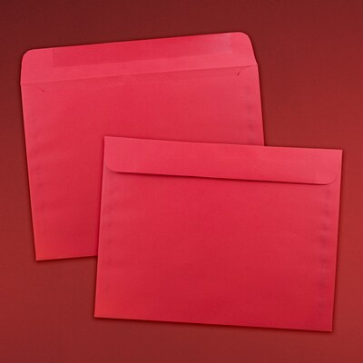 JAM Paper Open End Catalog Envelope, 9" x 12", Red, 100/Pack (17253D)