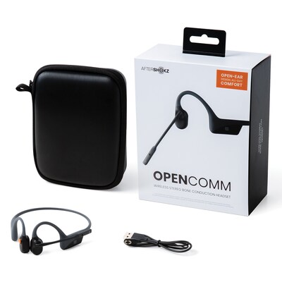 AfterShokz OpenComm Wireless Bluetooth Headset, Gray (ASC100-S-SG