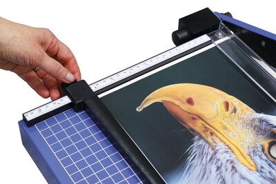 United 15.4" Office-Grade Guillotine Paper Trimmer, 15 Sheet Capacity, Blue (T15)