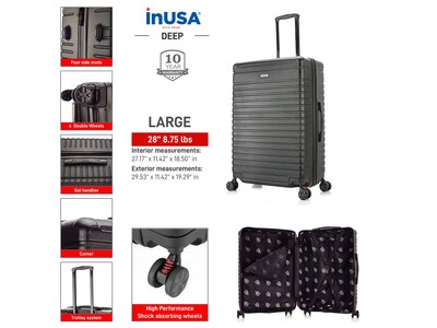 InUSA Deep 29.23" Hardside Suitcase, 4-Wheeled Spinner, Black (IUDEE00L-BLK)