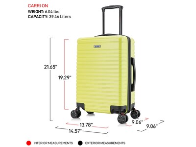 InUSA Deep 20" Hardside Carry-On Suitcase, 4-Wheeled Spinner, Green (IUDEE00S-GRN)