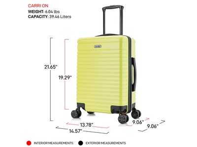 InUSA Deep Plastic Carry-On Luggage, Green (IUDEE00S-GRN)