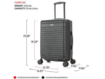 InUSA Deep 20" Hardside Carry-On Suitcase, 4-Wheeled Spinner, TSA Checkpoint Friendly, Black (IUDEE00S-BLK)