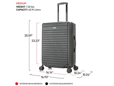 InUSA Deep 24" Hardside Suitcase, 4-Wheeled Spinner, TSA Checkpoint Friendly, Black (IUDEE00M-BLK)