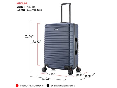 InUSA Deep 25.59" Hardside Suitcase, 4-Wheeled Spinner, Blue (IUDEE00M-BLU)