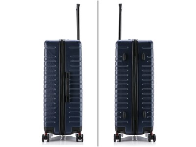 InUSA Deep Plastic 4-Wheel Spinner Luggage, Blue (IUDEE00L-BLU)
