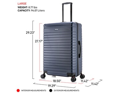 InUSA Deep Plastic 4-Wheel Spinner Luggage, Blue (IUDEE00L-BLU)