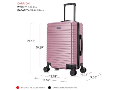 InUSA Deep 21.65" Hardside Carry-On Suitcase, 4-Wheeled Spinner, Rose Gold (IUDEE00S-ROS)