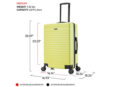 InUSA Deep 25.59" Hardside Suitcase, 4-Wheeled Spinner, TSA Checkpoint Friendly, Green (IUDEE00M-GRN)