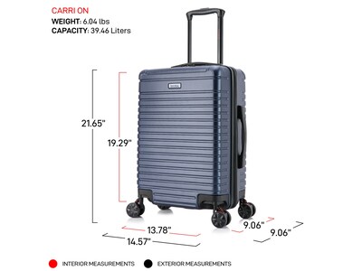 InUSA Deep 21.65" Hardside Carry-On Suitcase, 4-Wheeled Spinner, Blue (IUDEE00S-BLU)