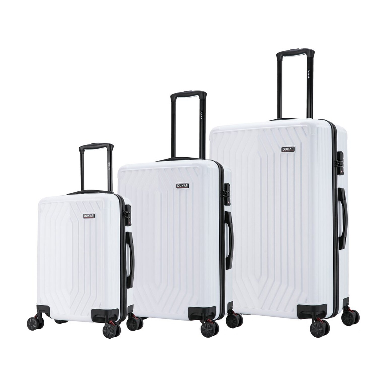 DUKAP Stratos Hardside Spinner Luggage Set, TSA Checkpoint Friendly, White (DKSTRSML-WHI)