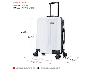DUKAP Stratos 21.65" Hardside Carry-On Suitcase, 4-Wheeled Spinner, TSA Checkpoint Friendly, White (DKSTR00S-WHI)