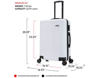 DUKAP STRATOS Plastic 4-Wheel Spinner Luggage, White (DKSTR00M-WHI)