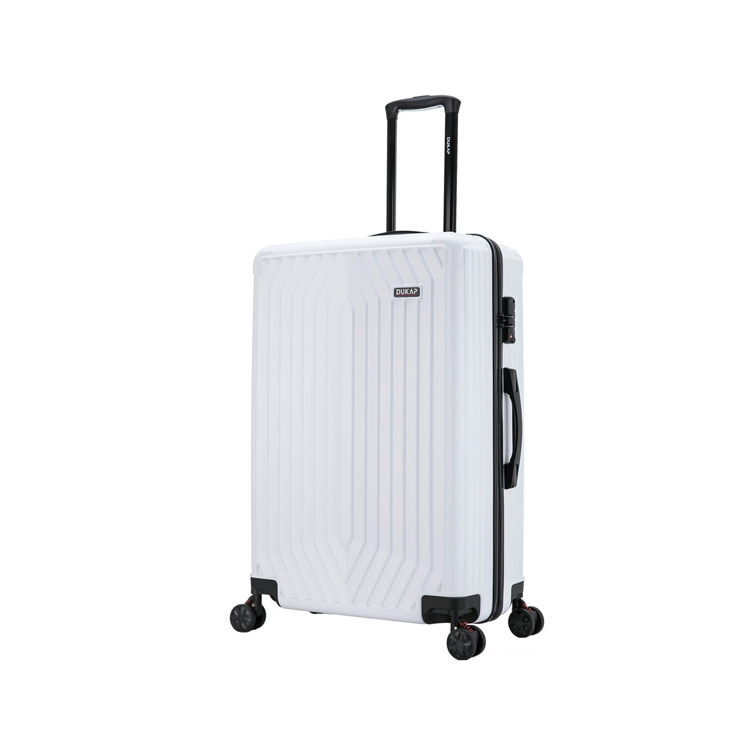 DUKAP STRATOS Plastic 4-Wheel Spinner Luggage, White (DKSTR00L-WHI)