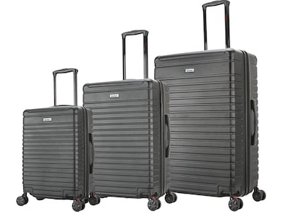 InUSA Deep 3-Piece Hardside Spinner Luggage Set, Black (IUDEESML-BLK)