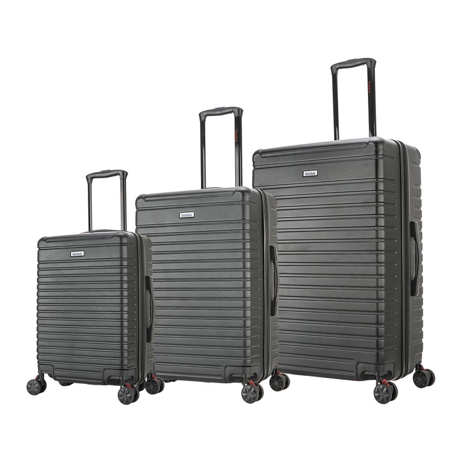 InUSA Deep 3-Piece Hardside Spinner Luggage Set, Black (IUDEESML-BLK)