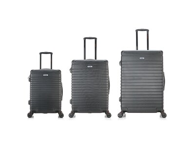 InUSA Deep 3-Piece Hardside Spinner Luggage Set, Black (IUDEESML-BLK)