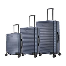 InUSA Deep Plastic 3-Piece Luggage Set, Blue (IUDEESML-BLU)