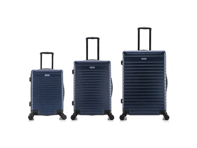 InUSA Deep 3-Piece Hardside Spinner Luggage Set, Blue (IUDEESML-BLU)