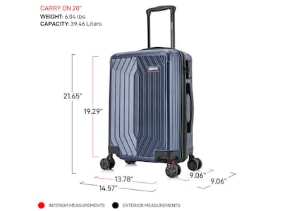 DUKAP Stratos 21.65" Hardside Carry-On Suitcase, 4-Wheeled Spinner, TSA Checkpoint Friendly, Blue (DKSTR00S-BLU)