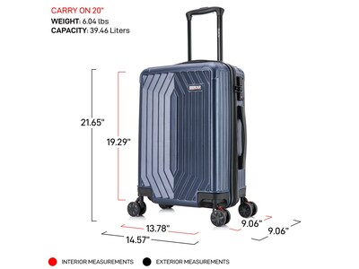 DUKAP Stratos 20" Hardside Carry-On Suitcase, 4-Wheeled Spinner, TSA Checkpoint Friendly, Blue (DKSTR00S-BLU)