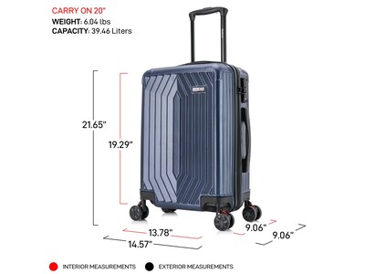 DUKAP Stratos 21.65" Hardside Carry-On Suitcase, 4-Wheeled Spinner, TSA Checkpoint Friendly, Blue (DKSTR00S-BLU)