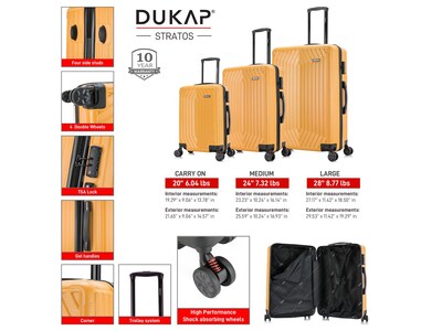 DUKAP Stratos Hardside Spinner Luggage Set, TSA Checkpoint Friendly, Terracota (DKSTRSML-TER)