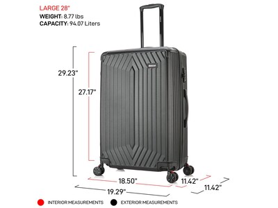 DUKAP Stratos 29.23" Hardside Suitcase, 4-Wheeled Spinner, TSA Checkpoint Friendly, Black (DKSTR00L-BLK)