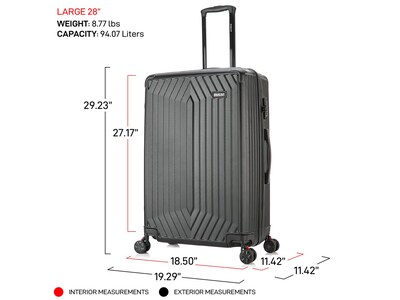 DUKAP Stratos 28" Hardside Suitcase, 4-Wheeled Spinner, TSA Checkpoint Friendly, Black (DKSTR00L-BLK)