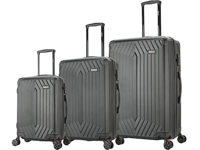 DUKAP Stratos 3-Piece Hardside Spinner Luggage Set, TSA Checkpoint Friendly, Black (DKSTRSML-BLK)